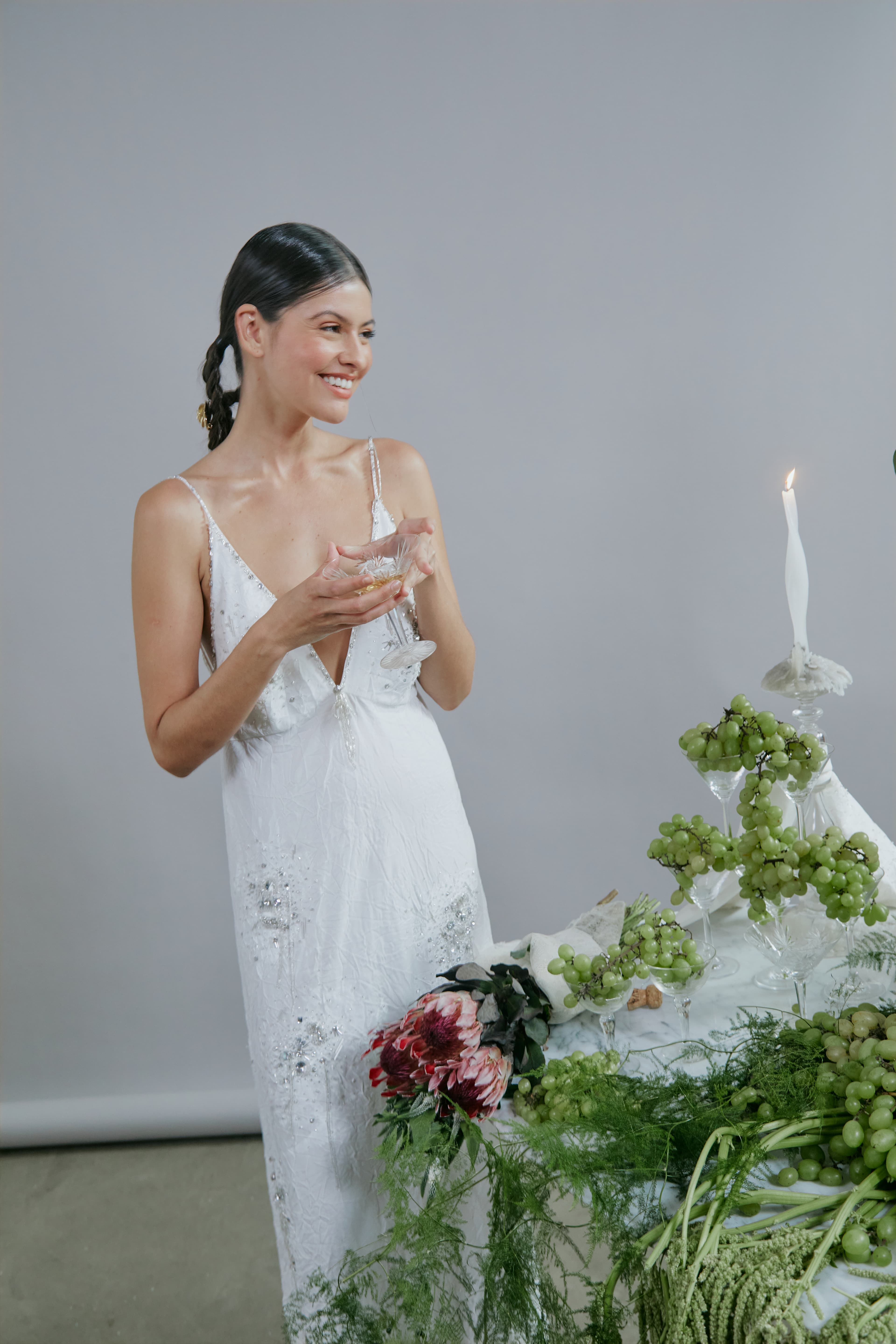 Vestido noiva pintura emborrachada e bordado à mão