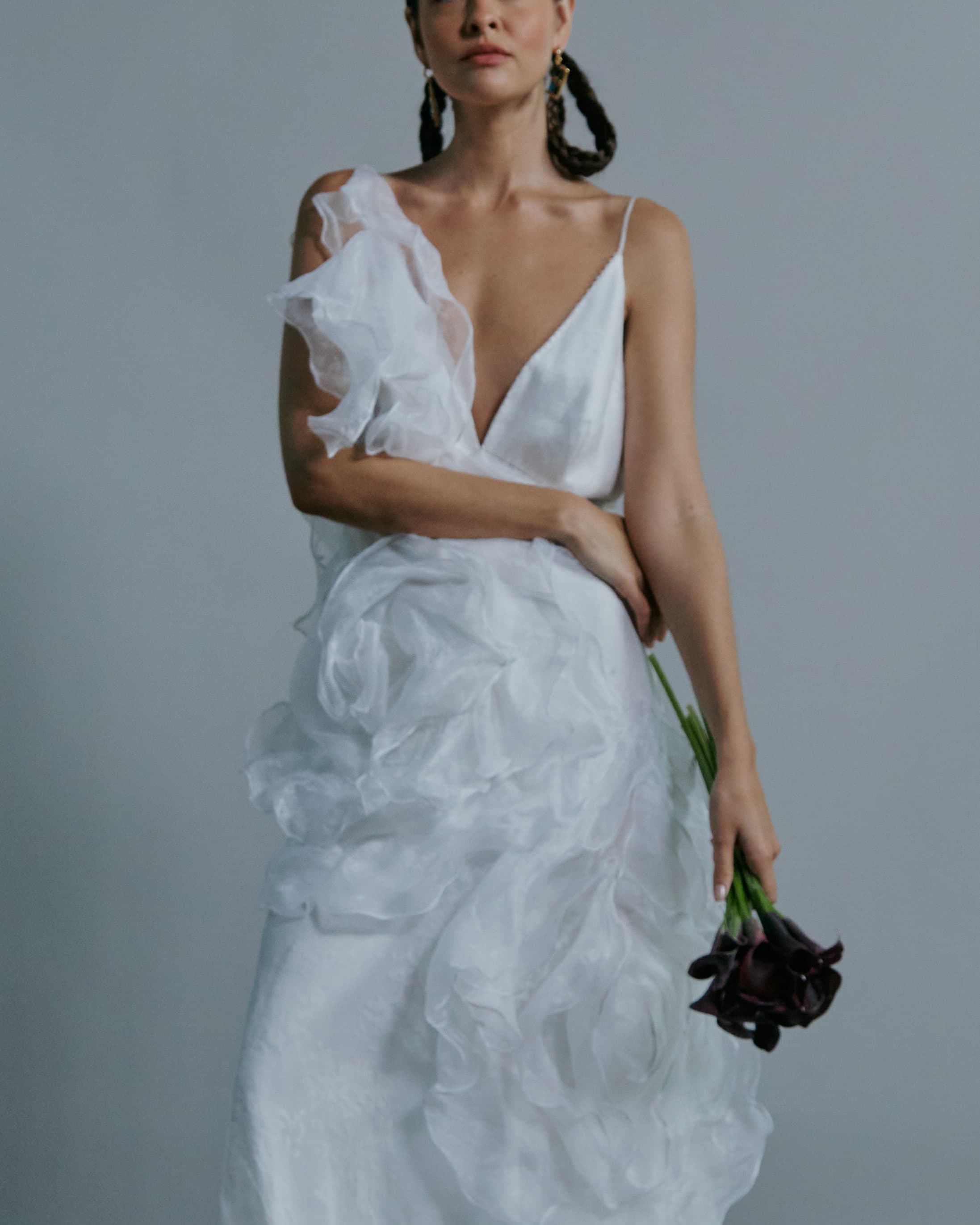 Vestido noiva flor max pintura à mão