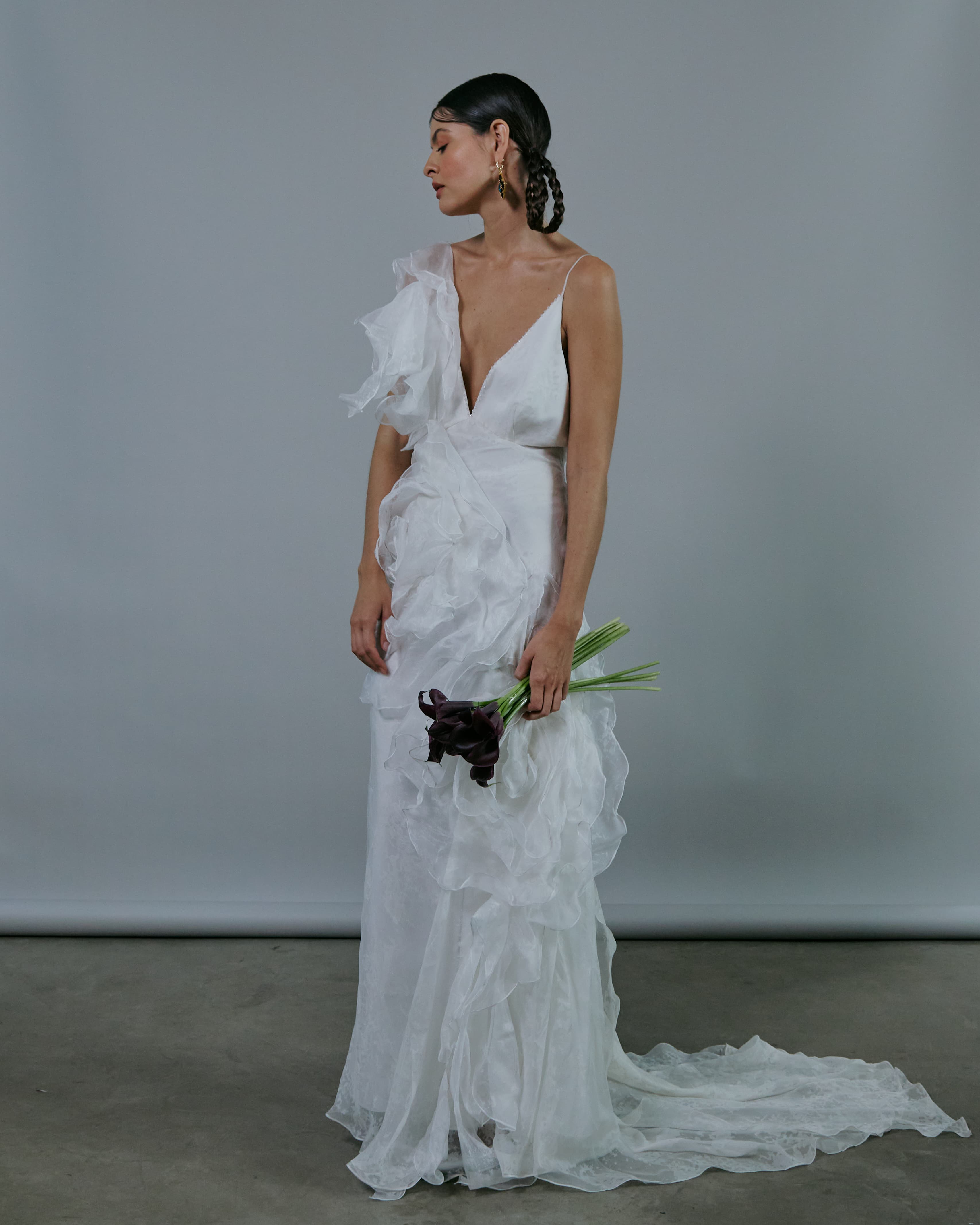 Vestido noiva flor max pintura à mão