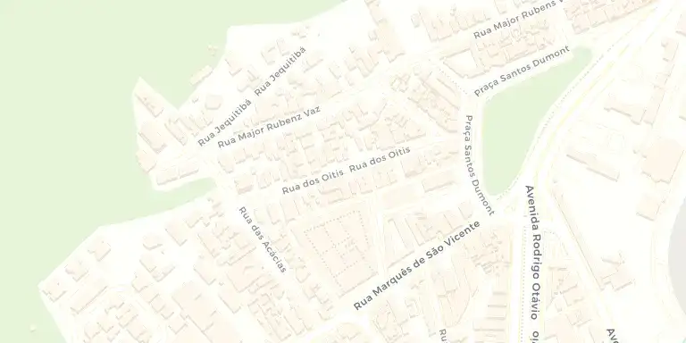 Mapa da Gávea com a localização do Viert Atelier na Rua dos Oitis